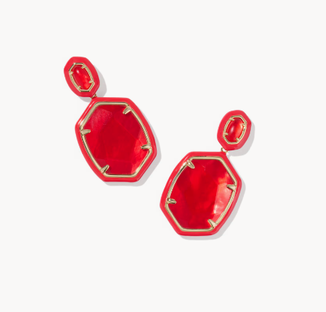 Daphne Enamel Frame Gold Drop Earrings