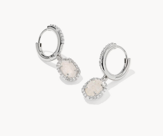 Daphne Silver Crystal Frame Huggie Earrings
