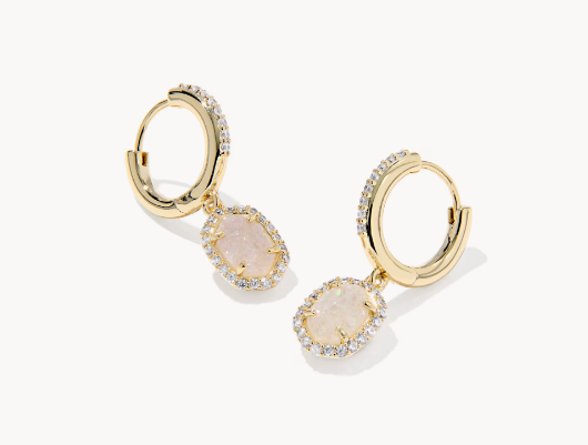Daphne Gold Crystal Frame Huggie Earrings