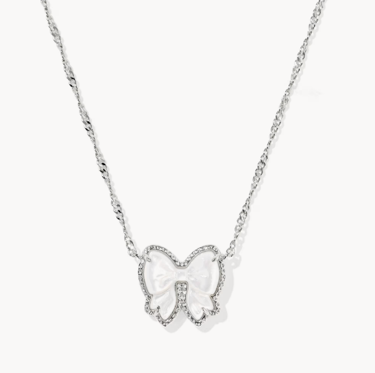 Haley Bow Silver Short Pendant Necklace
