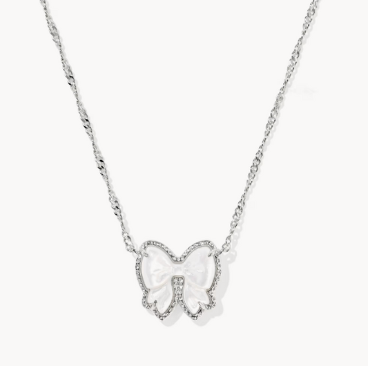 Haley Bow Silver Short Pendant Necklace