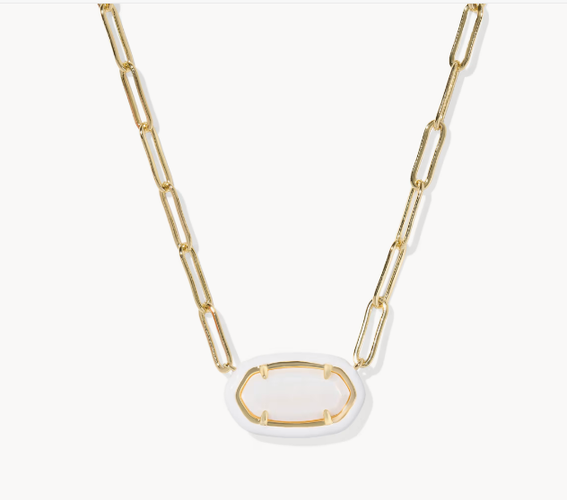 Elisa Enamel Frame Gold Paperclip Necklace