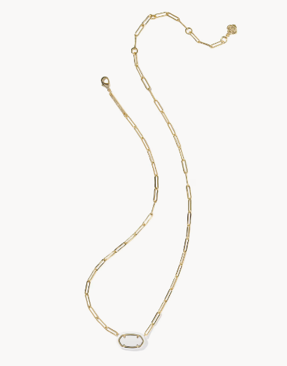 Elisa Enamel Frame Gold Paperclip Necklace