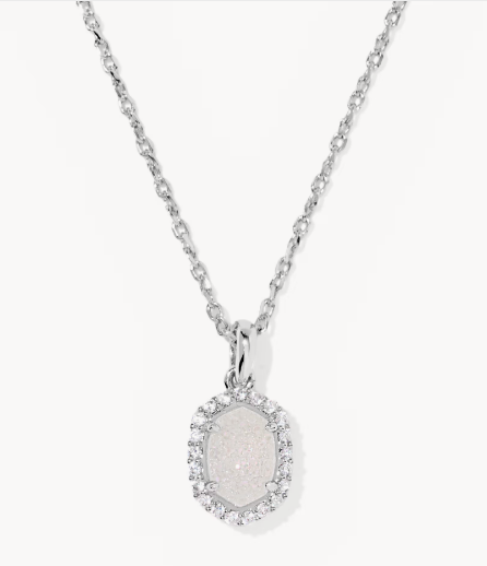 Daphne Silver Crystal Frame Short Pendant Necklace