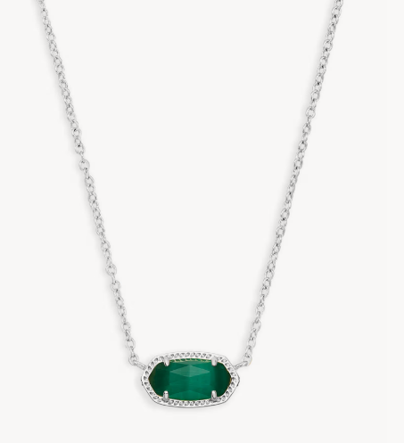 Elisa Silver Pendant Necklace in Emerald Cat’s Eye