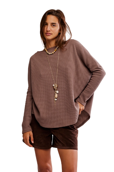 LATTE BLUES THERMAL SOLID LONG SLEEVE TOP