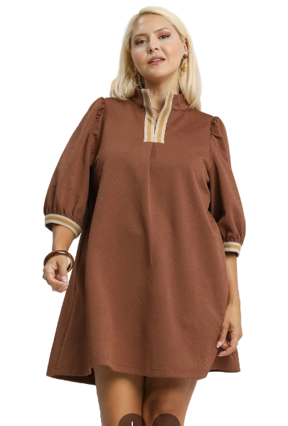 High Neck Jacquard Mini Dress