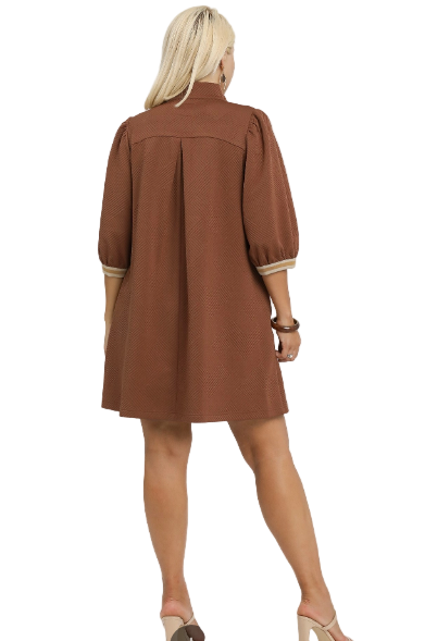 High Neck Jacquard Mini Dress