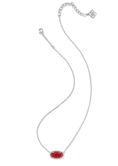 Elisa Pendant Necklace - Sparkly Red/Silver