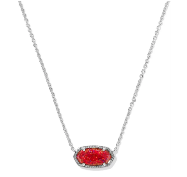 Elisa Pendant Necklace - Sparkly Red/Silver
