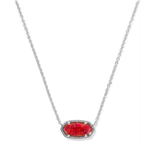 Elisa Pendant Necklace - Sparkly Red/Silver