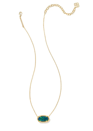 Elisa Pendant Necklace - Green/Gold