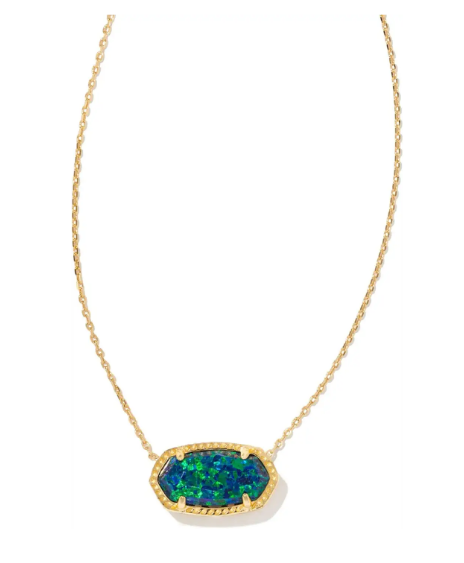 Elisa Pendant Necklace - Green/Gold