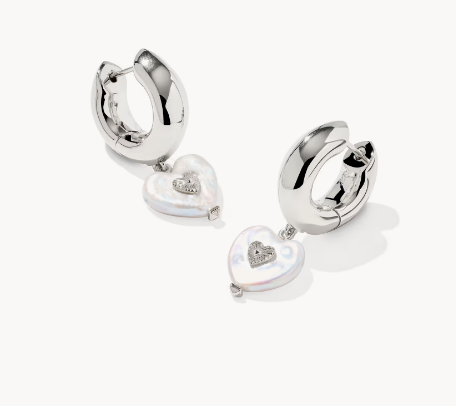 Sasha Heart Silver Huggie Earrings