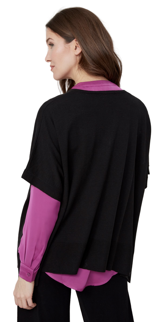 Renuar Short Sleeve V-Neck Poncho Sweater