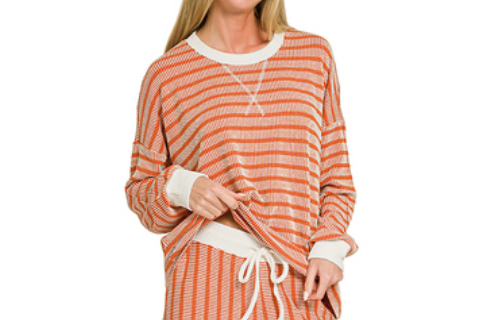Striped Contrast Trim Pullover Top