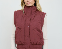 Quilted Mock Neck Utility Vest