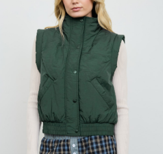 Quilted Mock Neck Utility Vest