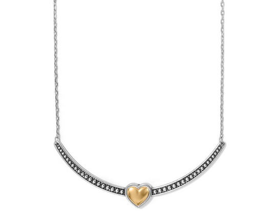 Pretty Tough Bold Two Tone Heart Bar Necklace