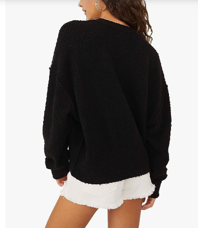Three Buttoned Black Sweater