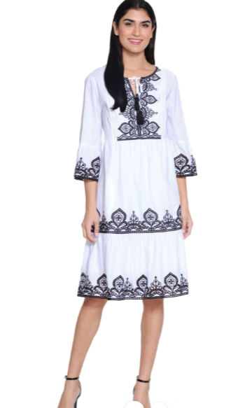 Embroidered Tiered Dress
