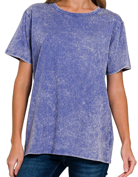 Washed short sleeve top