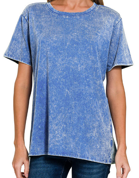 Washed short sleeve top