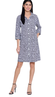 Print Button Front Dress