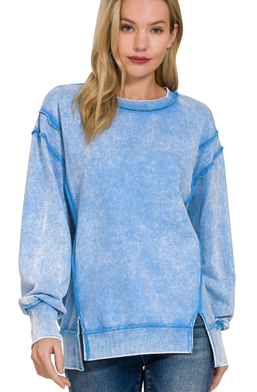 Sky Blue Exposed Seam Sweatshirt