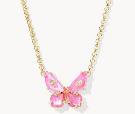 Bianca Butterfly Gold Short Pendant Necklace