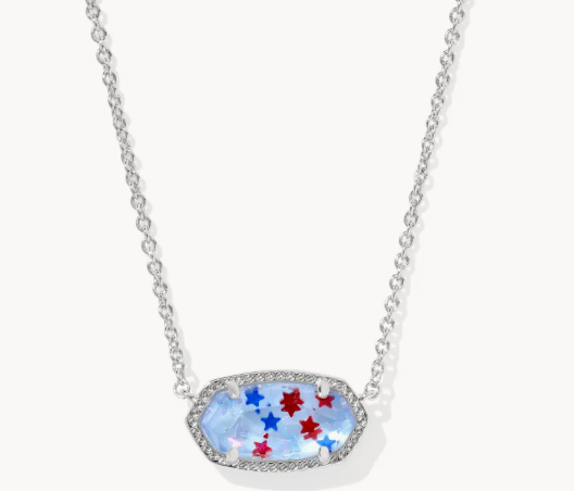!Elisa Pendant Necklace - Red White Blue Illusion