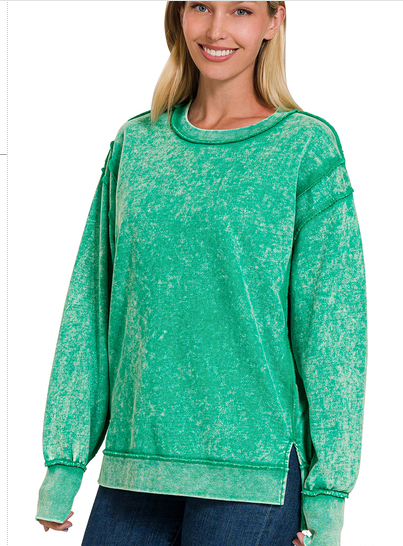 Green Exposed Seam Sweatshirt