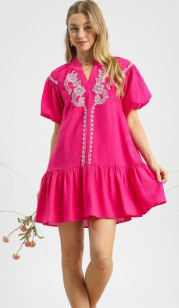 Embroidered Babydoll Dress