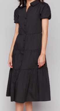 Poplin Puff Sleeve Midi Dress