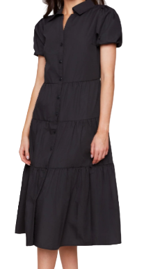 Poplin Puff Sleeve Midi Dress