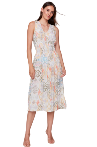 Printed Sleeveless Empire Waist Dress