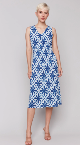 Printed Sleeveless Empire Waist Dress
