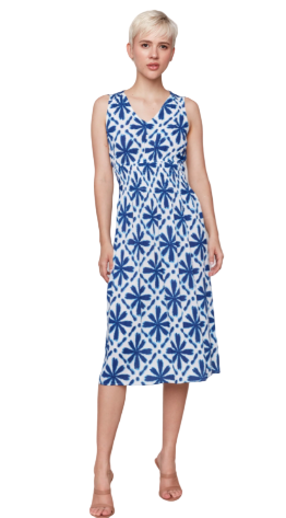 Printed Sleeveless Empire Waist Dress