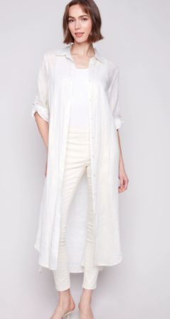 Foil Print Linen Blend Tunic Dress