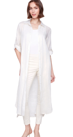 Foil Print Linen Blend Tunic Dress