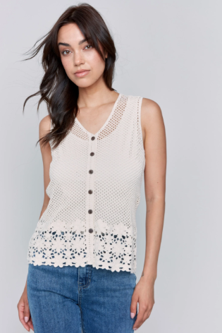 Button Front Crochet Vest
