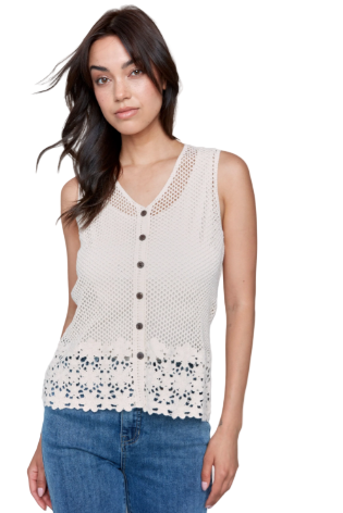 Button Front Crochet Vest