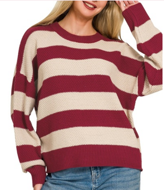 Relaxed Stripe Drop Shoulder Sweater