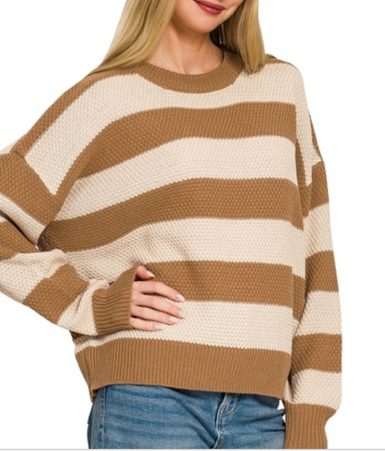 Relaxed Stripe Drop Shoulder Sweater