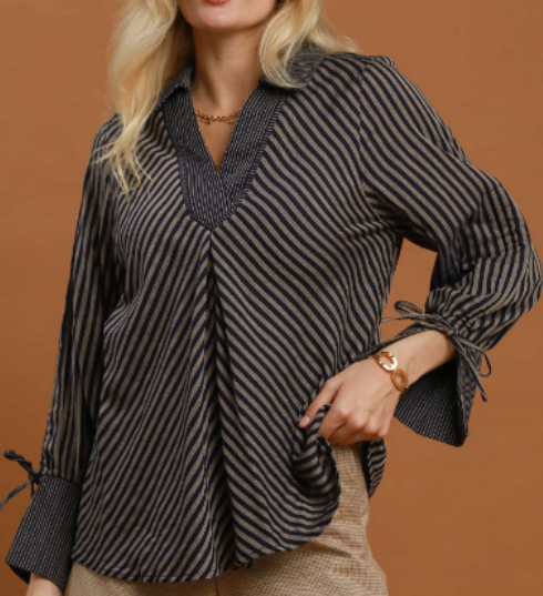 Ink Diagonal Stripe Blouse