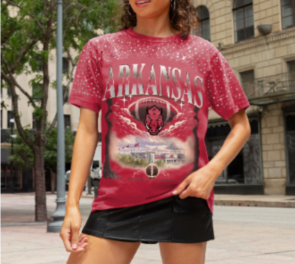 Arkansas Razorbacks Sky’s Rhinestone Graphic Tee
