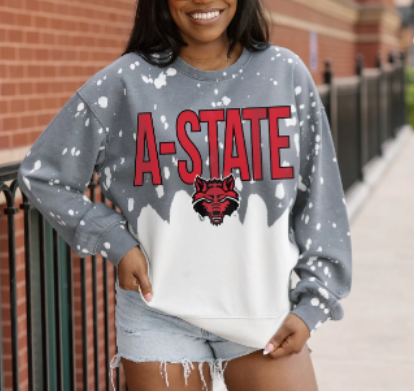 Arkansas State Red Wolves Bleached Pullover