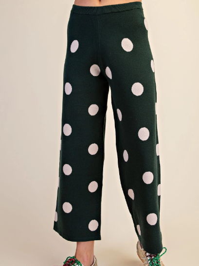 Hunter Green Polka Dot Sweater Pants