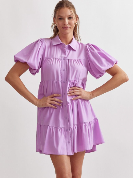 Tiered Mini Dress- Lavender