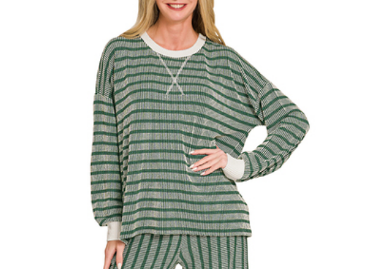 Striped Contrast Trim Pullover Top